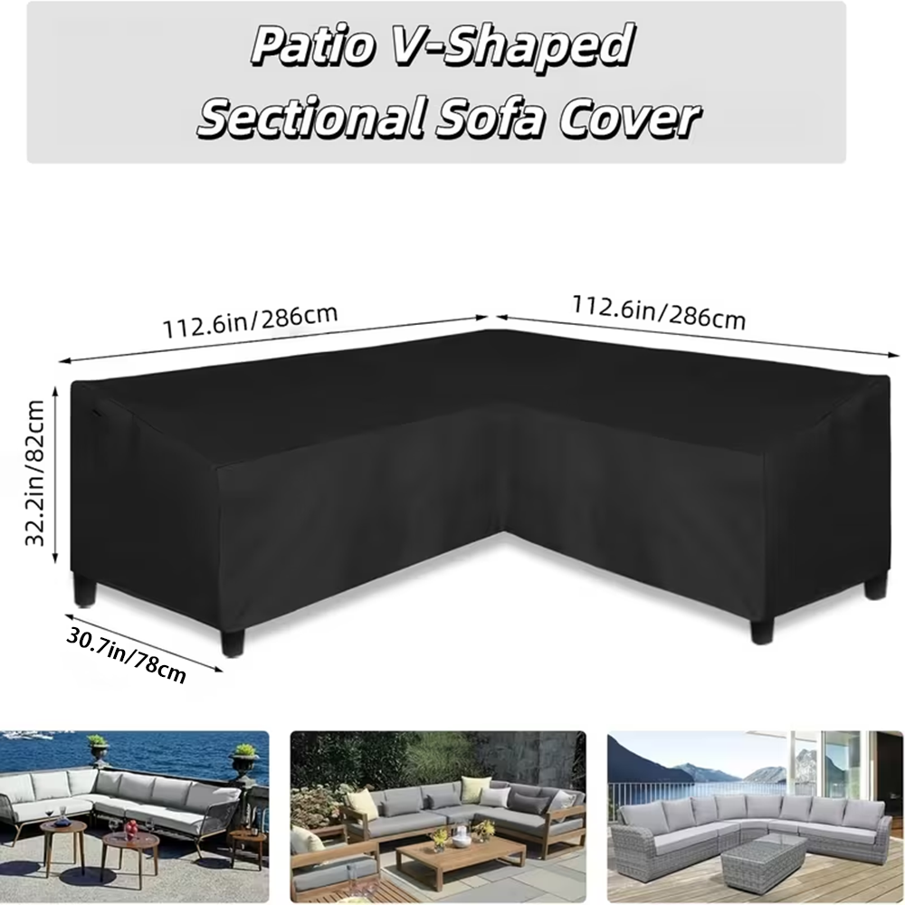 Outdoor Furniture Cover Xl - Heavy-duty L-shaped outdoor sofa cover, suitable