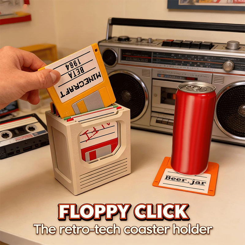 Bistro Table Set - 6pcs Retro Floppy Disk Shaped Coaster