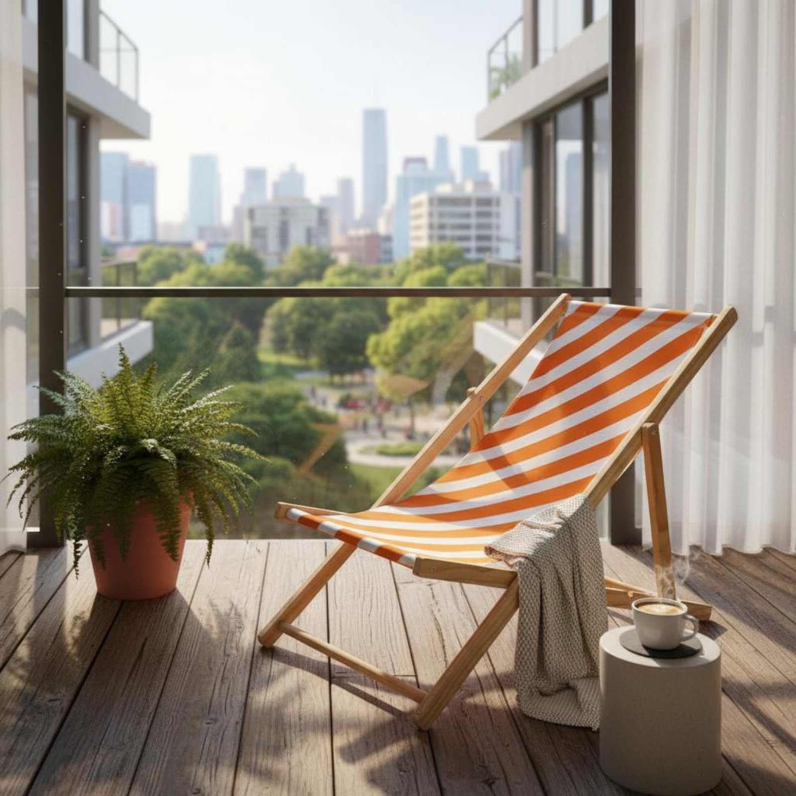 Deck Chair Lounger - Folding Beach Lounger Foldable Wooden Deck