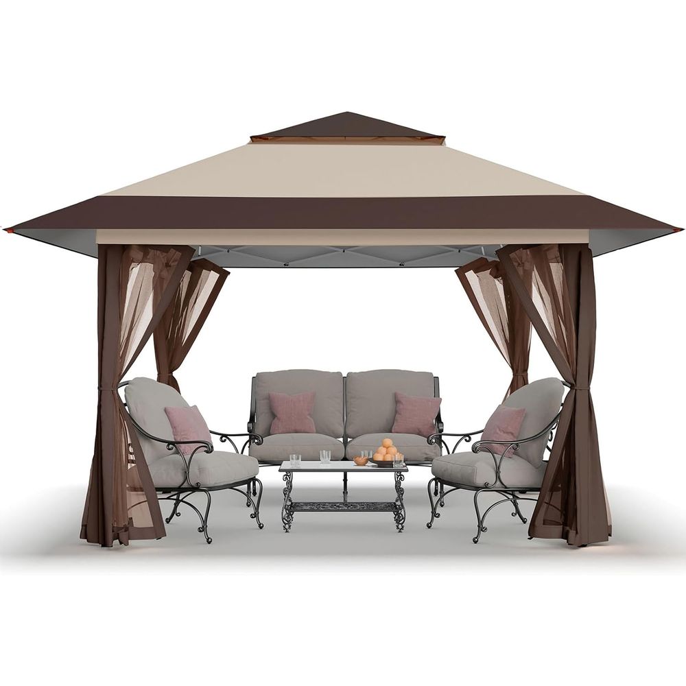 Outdoor Furniture Gazebo - 13x13 Up Gazebo with Wheeled Storage