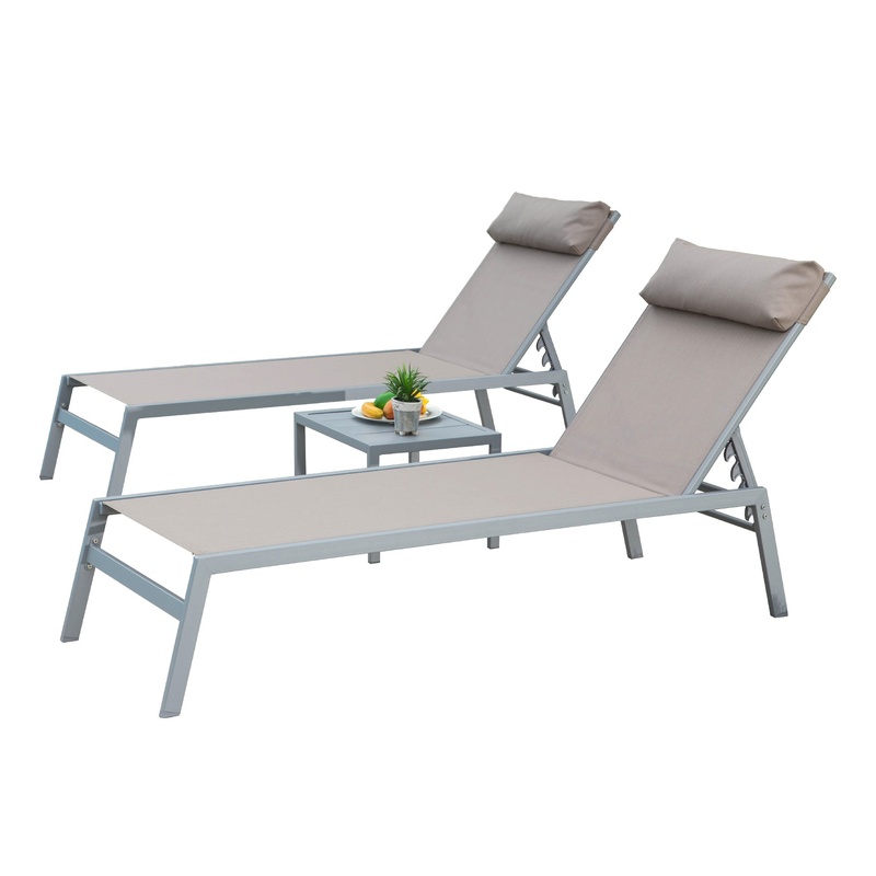 Deck Chair Lounger - Aluminum Patio Chaise Lounge Set of