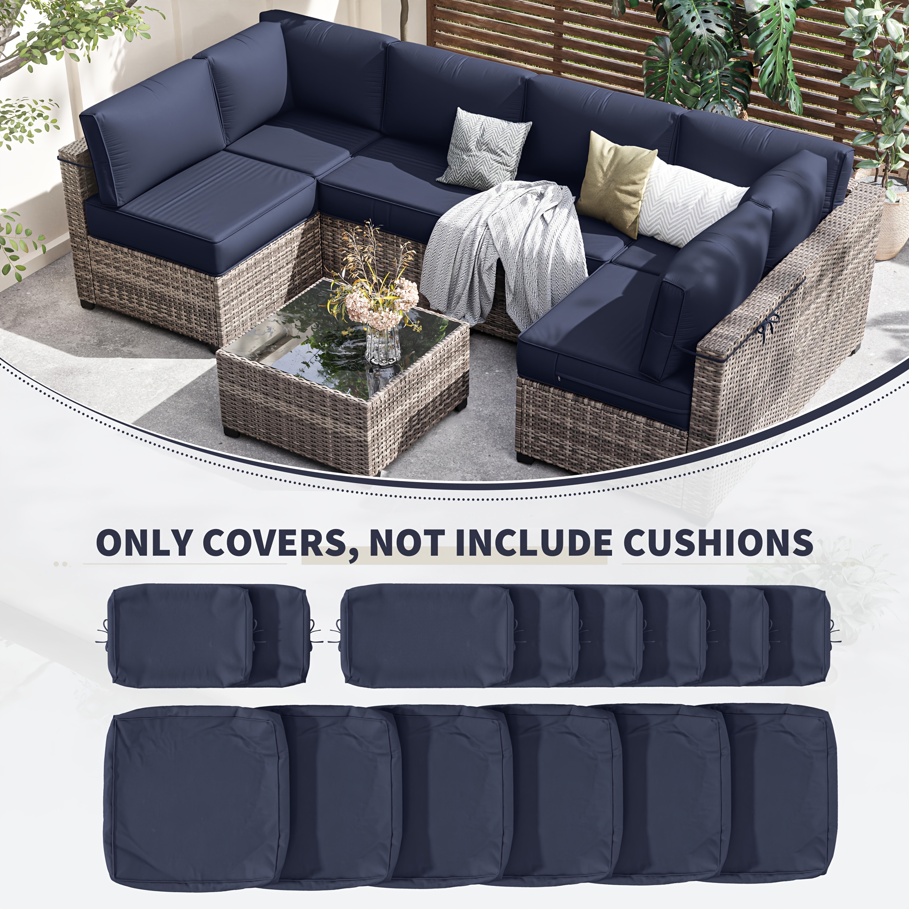 Outdoor Furniture Without Cushions - 14pcs Outdoor Cushion Covers - Replacement