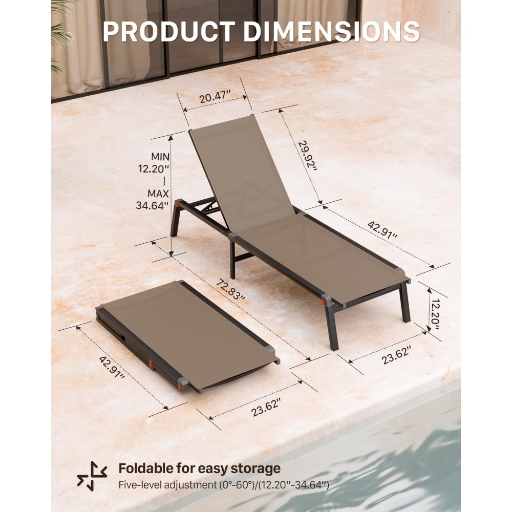 Aluminum Chaise Foldable Patio – Deck Chair Lounger recenzja i cena