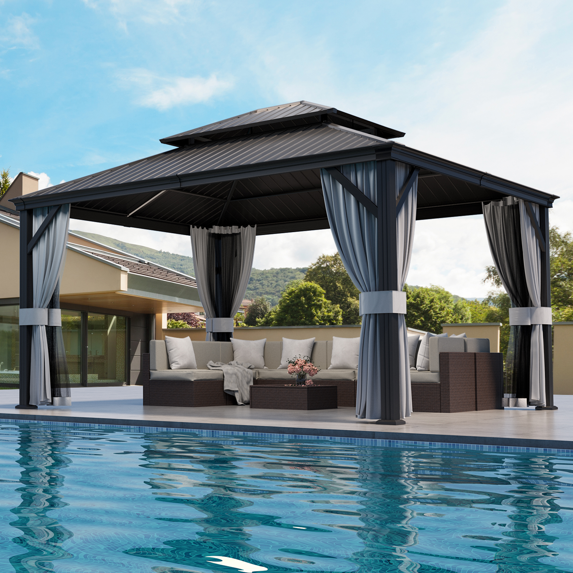 12'x14' Hardtop Gazebo Aluminu – Outdoor Furniture Gazebo recenzja i cena