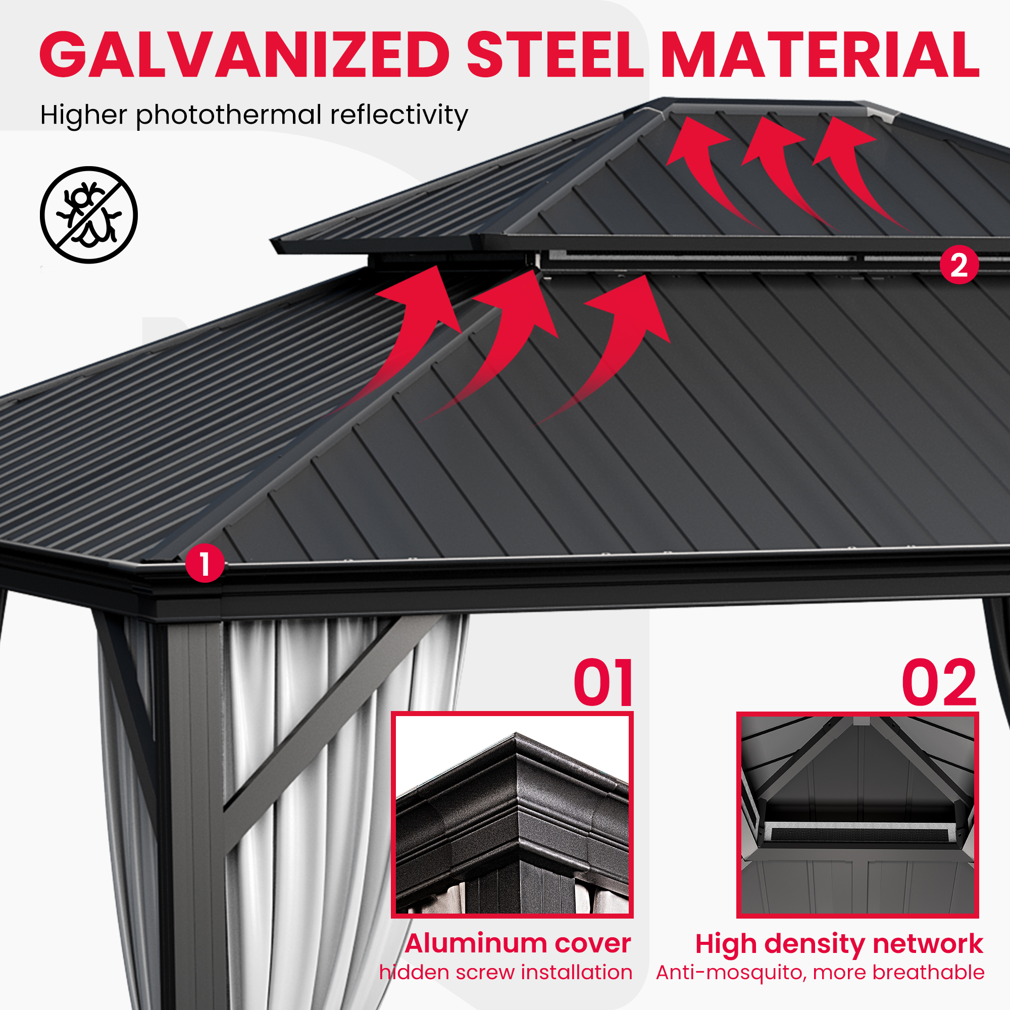 12'x14' Hardtop Gazebo Aluminu – Outdoor Furniture Gazebo recenzja i cena