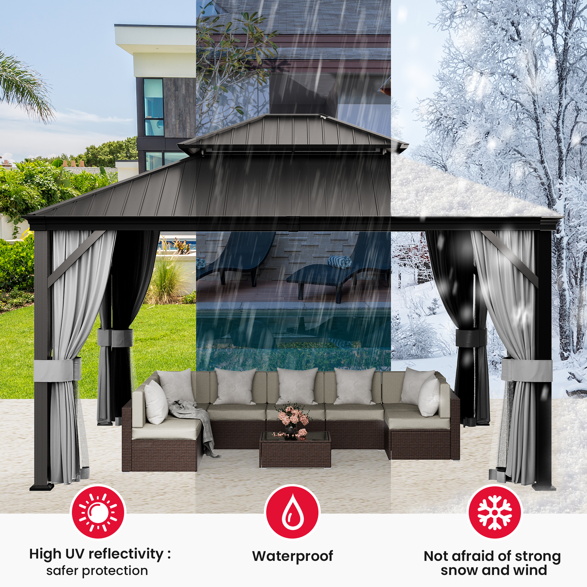 12'x14' Hardtop Gazebo Aluminu – Outdoor Furniture Gazebo recenzja i cena
