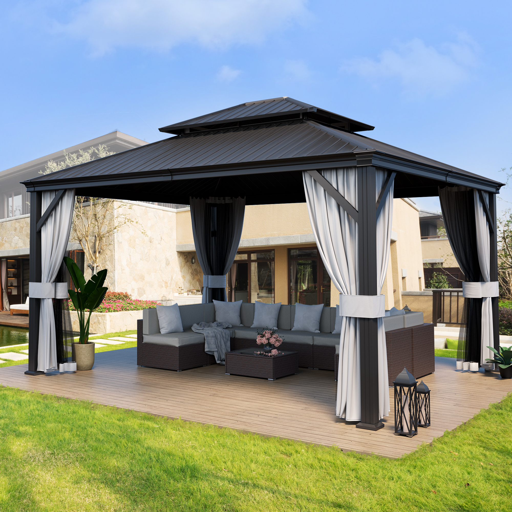 12'x14' Hardtop Gazebo Aluminu – Outdoor Furniture Gazebo recenzja i cena