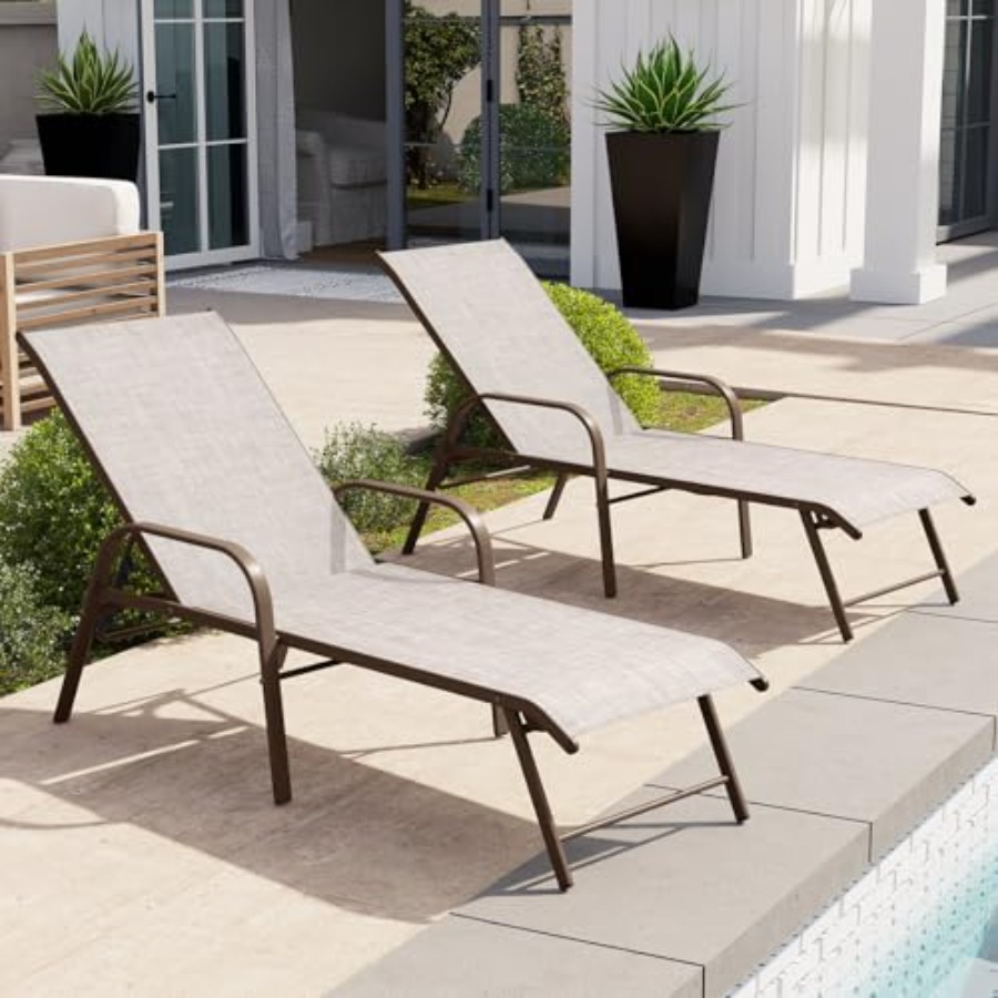 Outdoor Lounge Chair Set of 2  – Deck Chair Lounger recenzja i cena