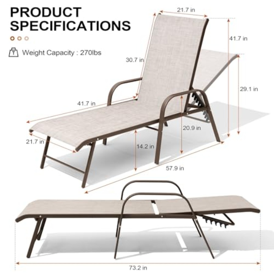 Outdoor Lounge Chair Set of 2  – Deck Chair Lounger recenzja i cena