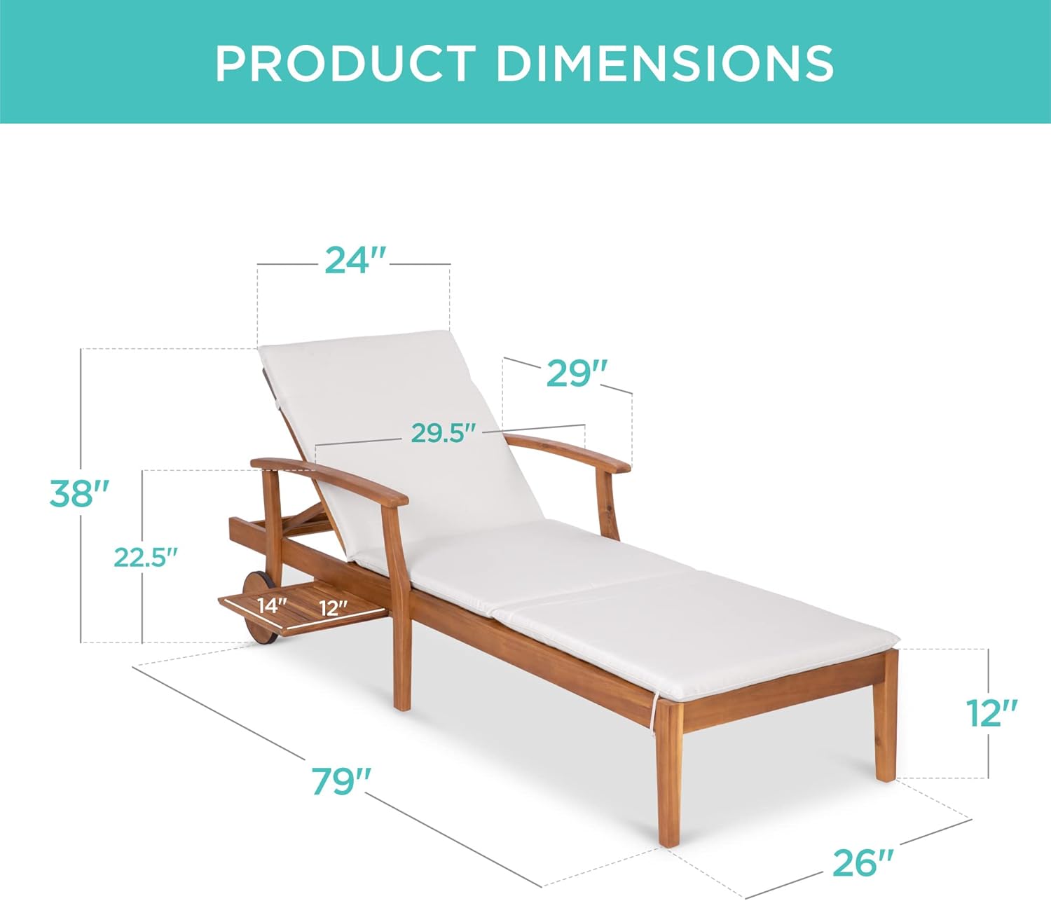 79x26in Acacia Wood Chaise Lou – Outdoor Furniture Without Cushions recenzja i cena