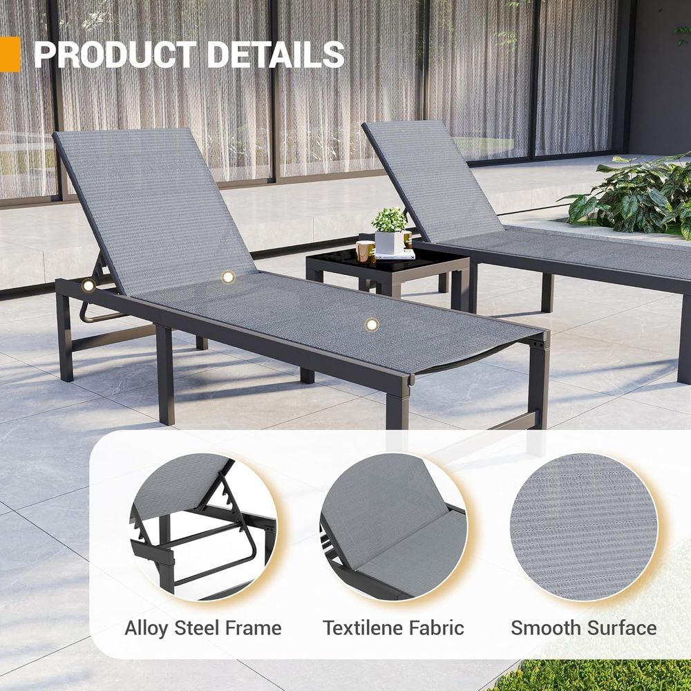 Chair Set o 2 with Table Pool  – Deck Chair Lounger recenzja i cena
