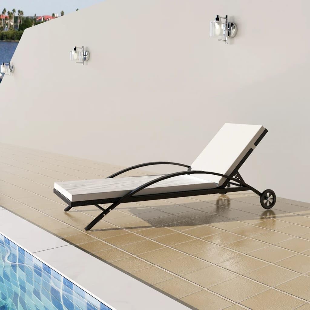 Sun Lounger Black, Cream White – Deck Chair Lounger recenzja i cena
