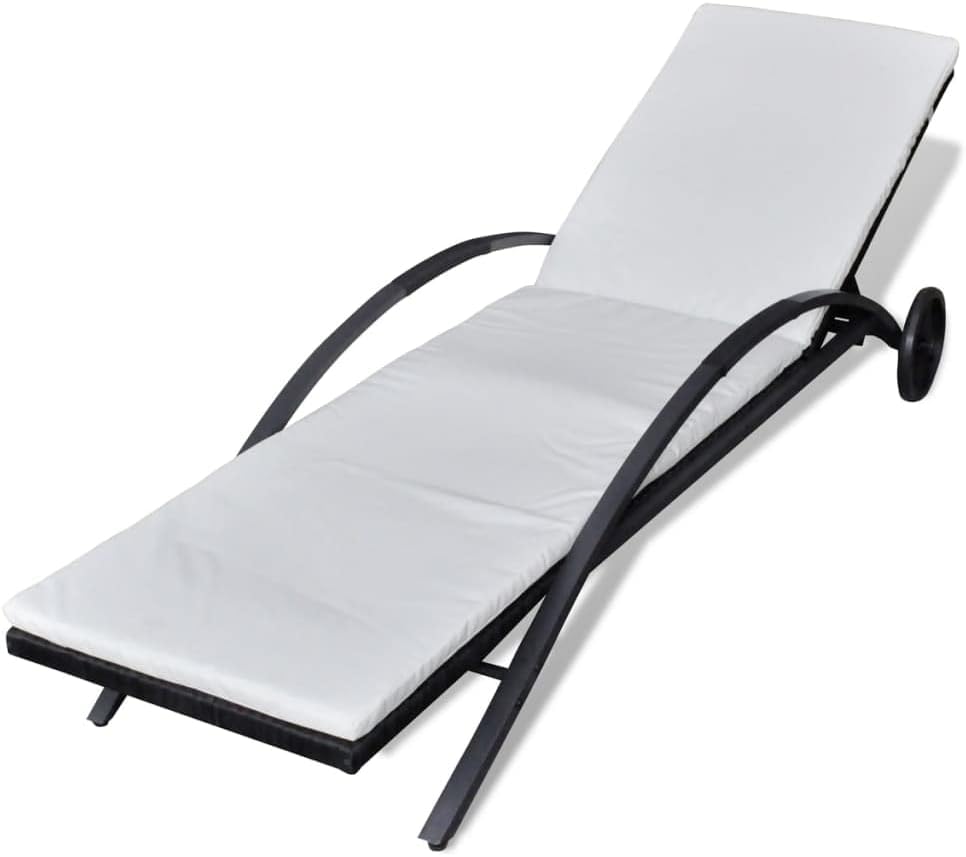 Sun Lounger Black, Cream White – Deck Chair Lounger recenzja i cena