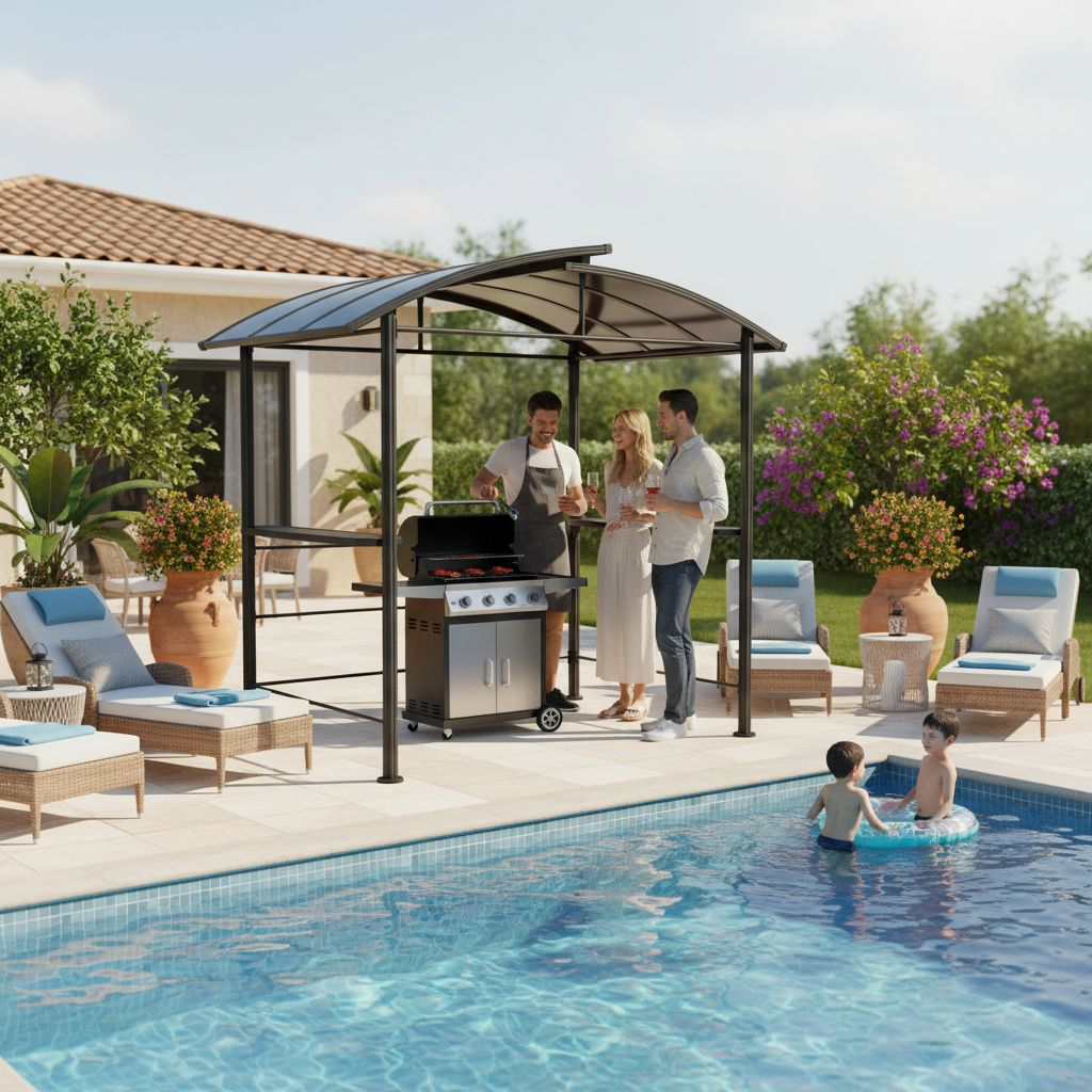 2.4X1.5M Curved Top Modern BBQ – Outdoor Furniture Gazebo recenzja i cena