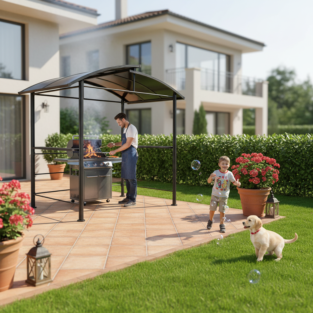2.4X1.5M Curved Top Modern BBQ – Outdoor Furniture Gazebo recenzja i cena
