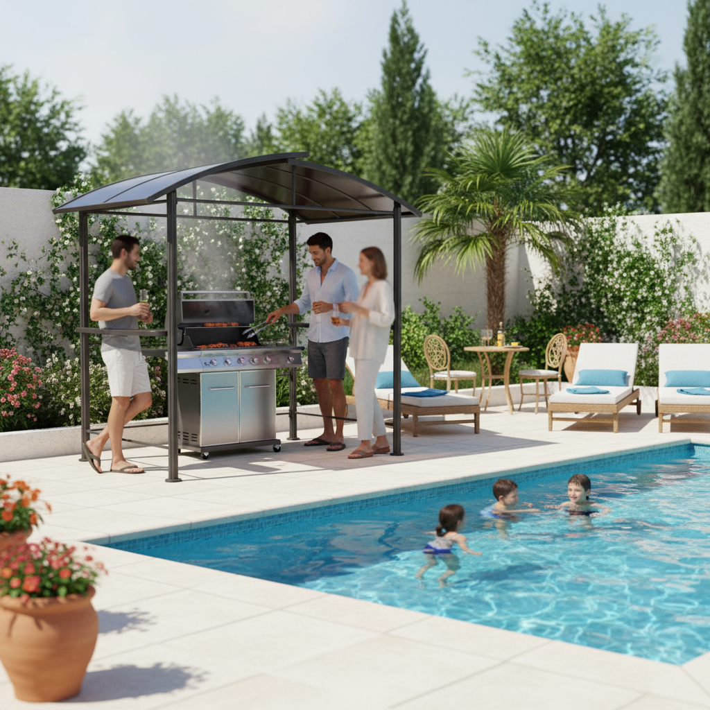 2.4X1.5M Curved Top Modern BBQ – Outdoor Furniture Gazebo recenzja i cena