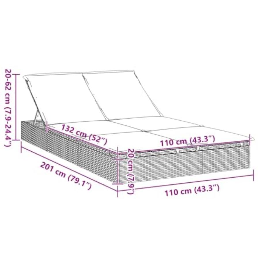 2-Person Sunbed with Cushions  – Deck Chair Lounger recenzja i cena