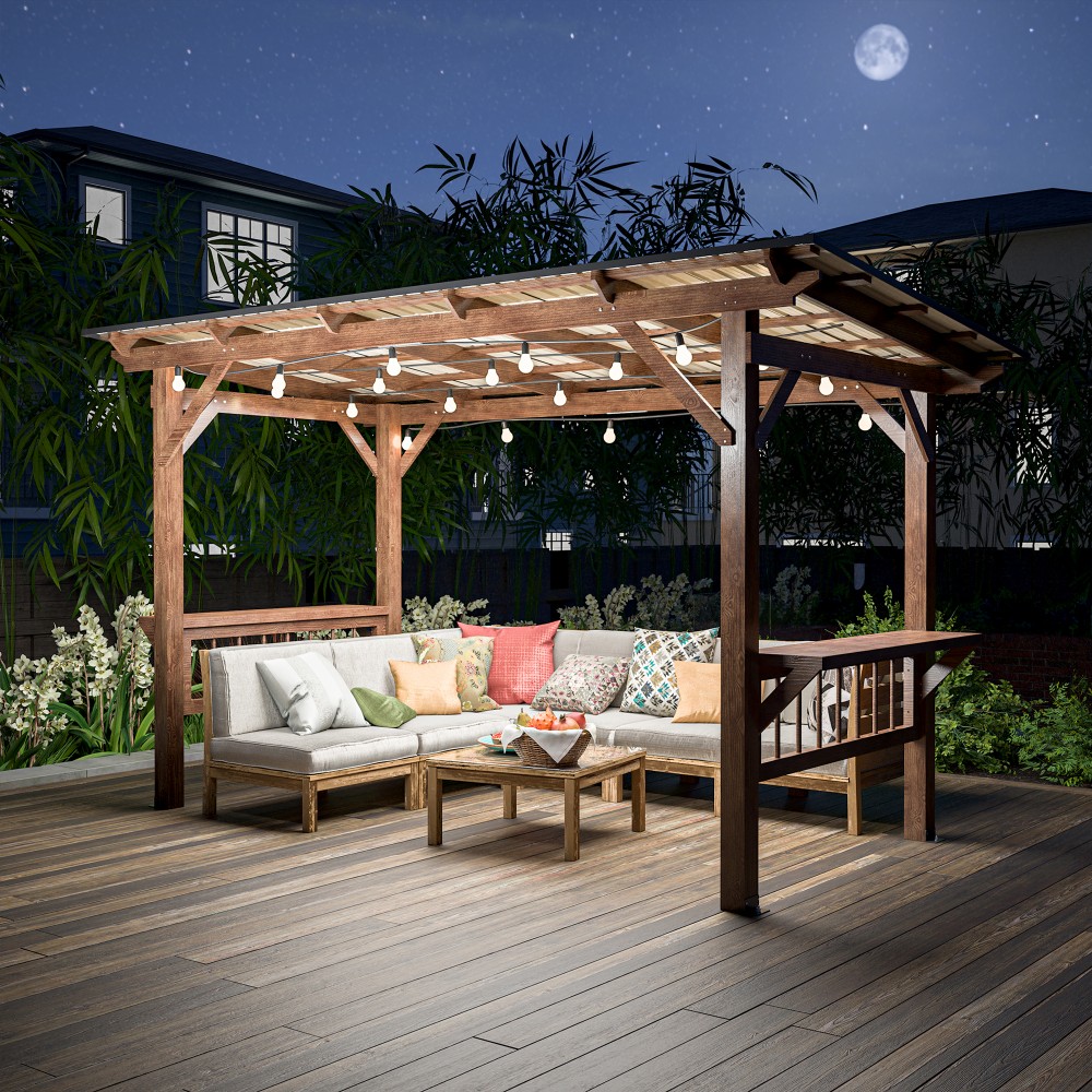 ！@13' X 6.5' Modern Wooden Per – Outdoor Furniture Gazebo recenzja i cena